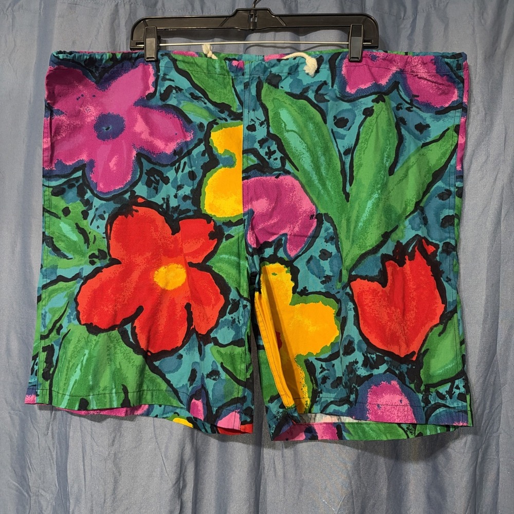 Vintage 80s Original Jams Surf Line Hawaii Floral Print Shorts Multicolor XXL